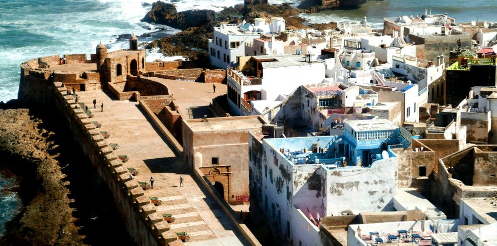 aerial view of essaouira medina by the ocean