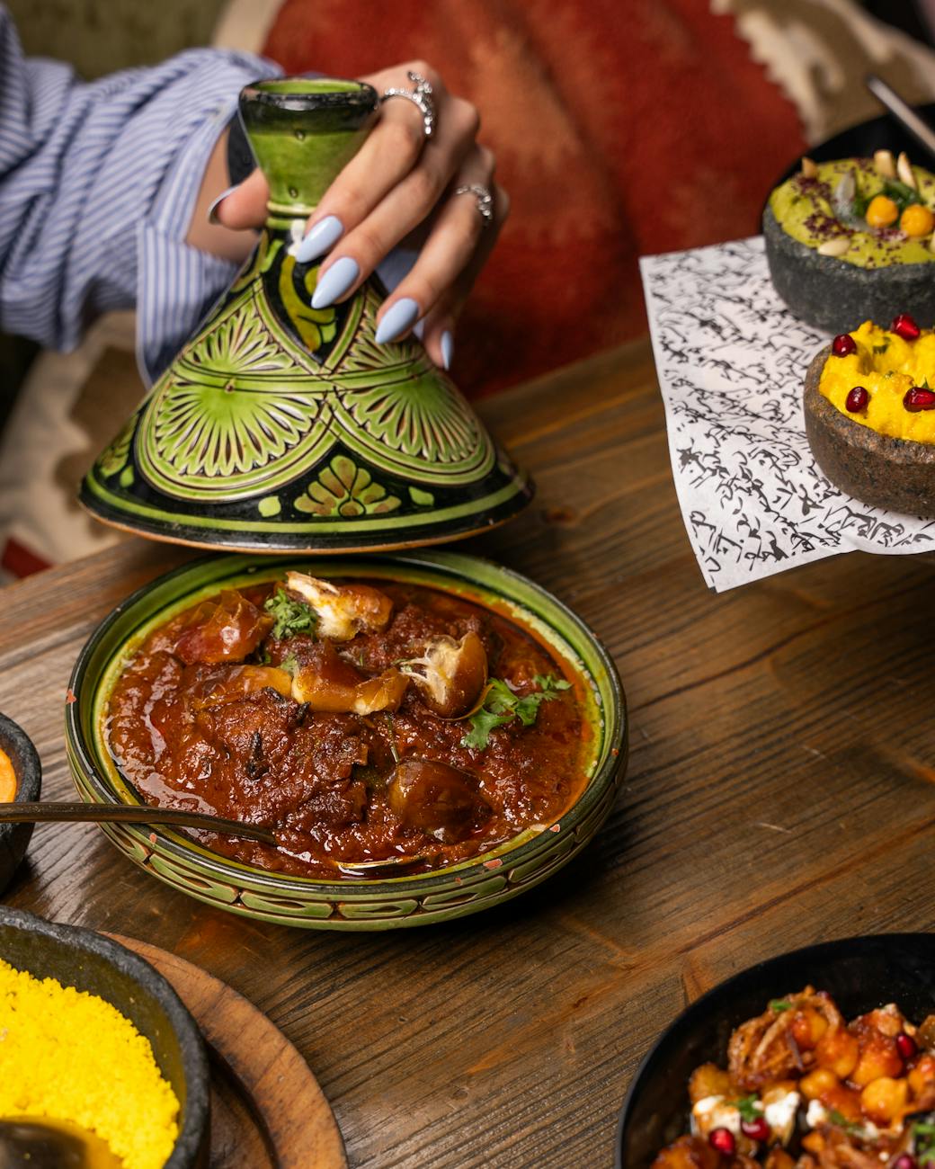 woman eating from handmade plate